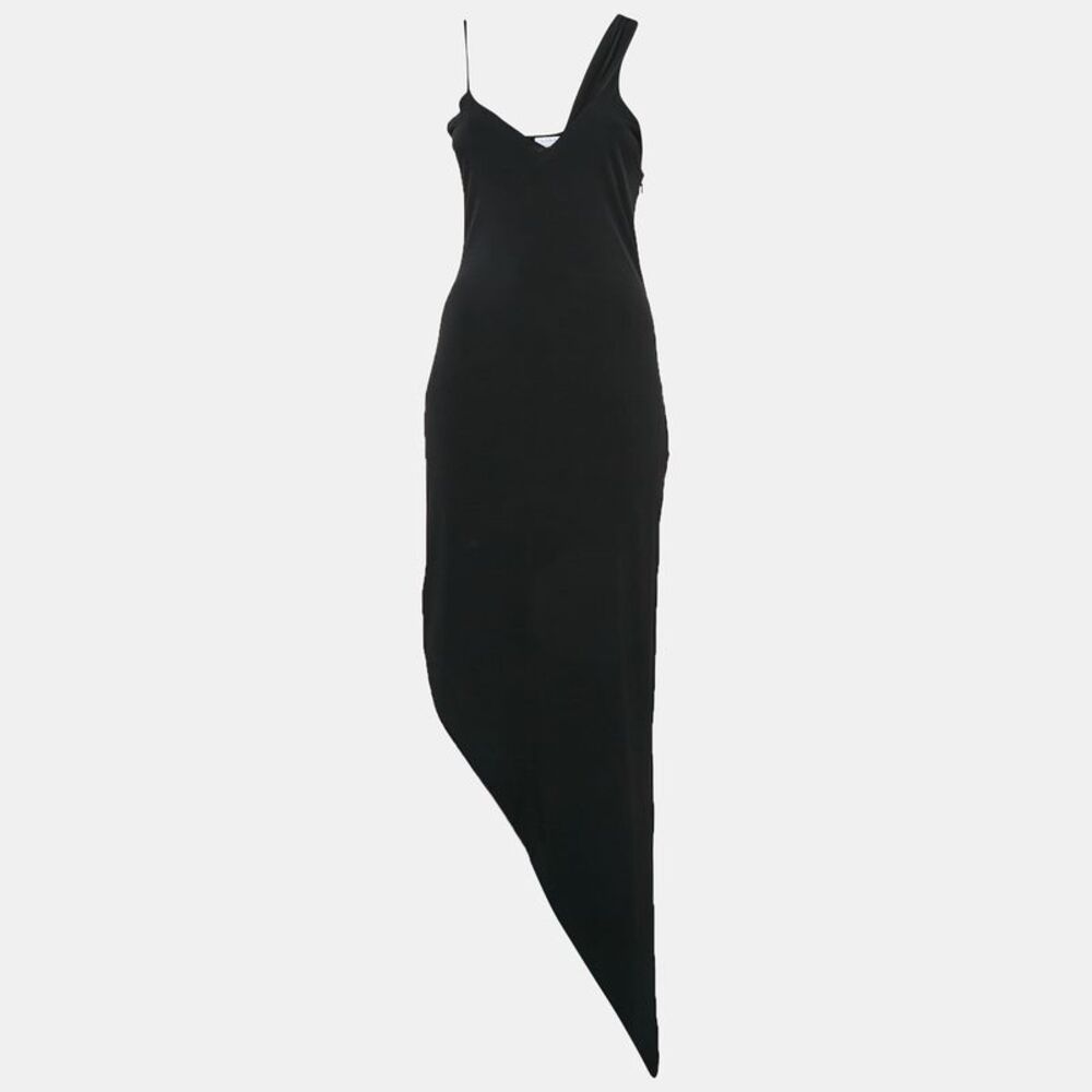 Lama Jouni Black Jersey Asymmetric Sleeveless Dress S